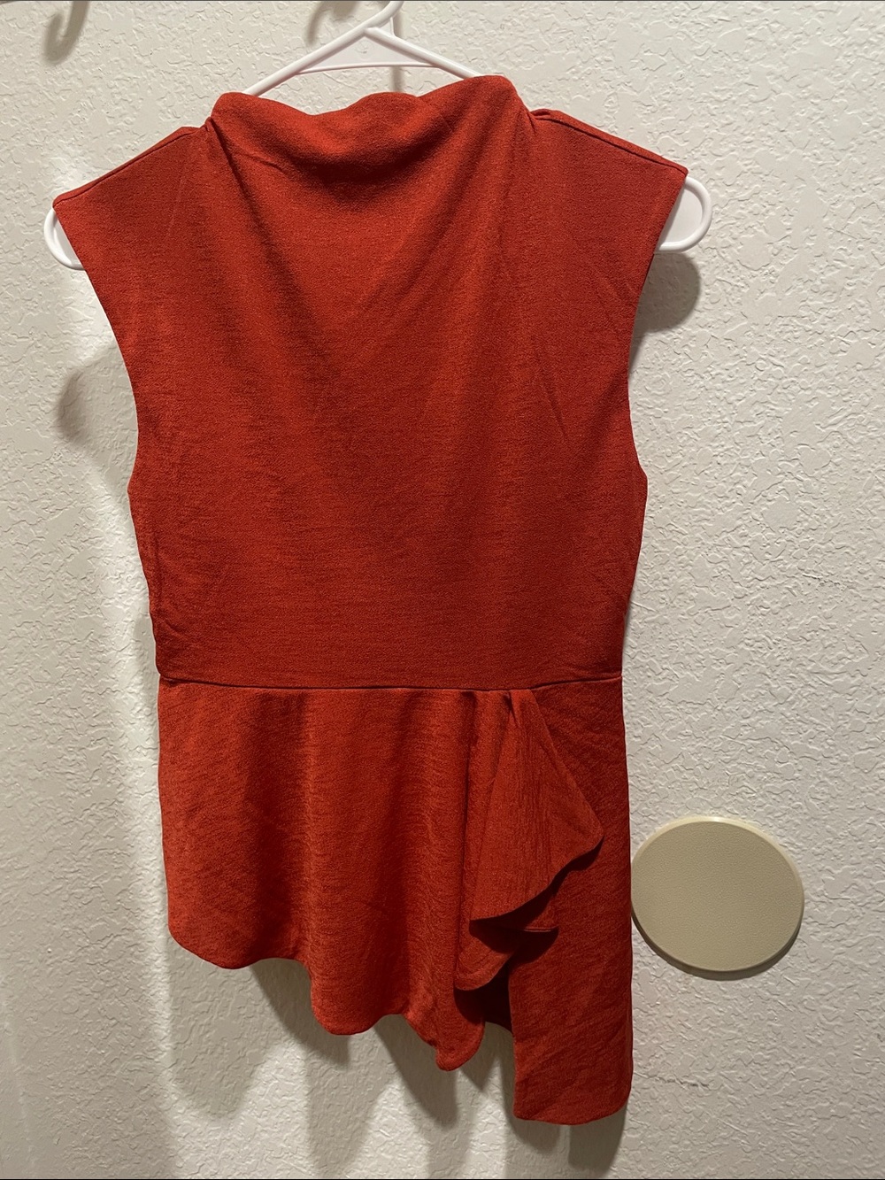 Express Rust Red Sleeveless Peplum Tunic
